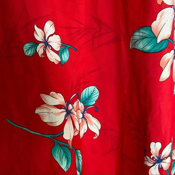 Vintage Hawaiian Nei Red Floral Maxi Dress Small - Picture 2 of 4